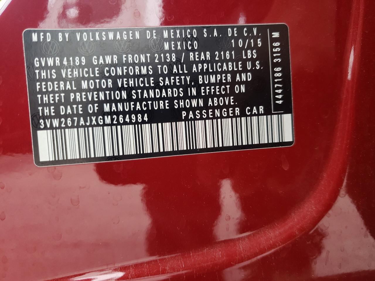 3VW267AJXGM264984 2016 Volkswagen Jetta S