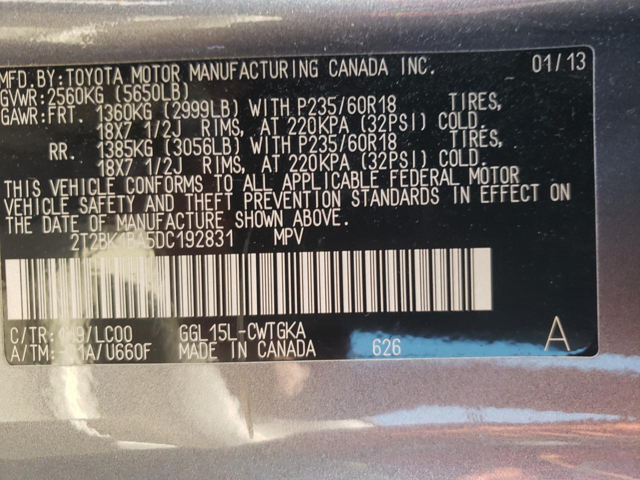 2T2BK1BA5DC192831 2013 Lexus Rx 350 Base