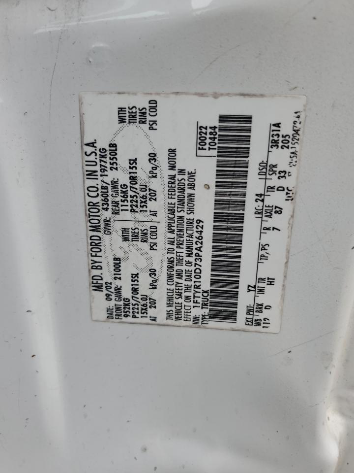 1FTYR10D73PA26429 2003 Ford Ranger