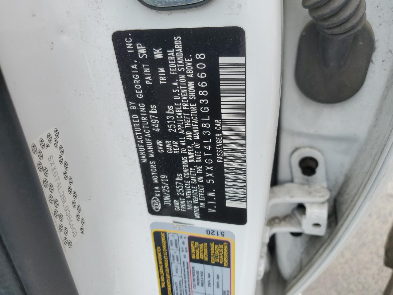 5XXGT4L38LG386608 2020 Kia Optima Lx