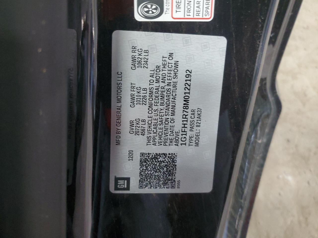 1G1FH1R78M0122192 2021 Chevrolet Camaro Ss