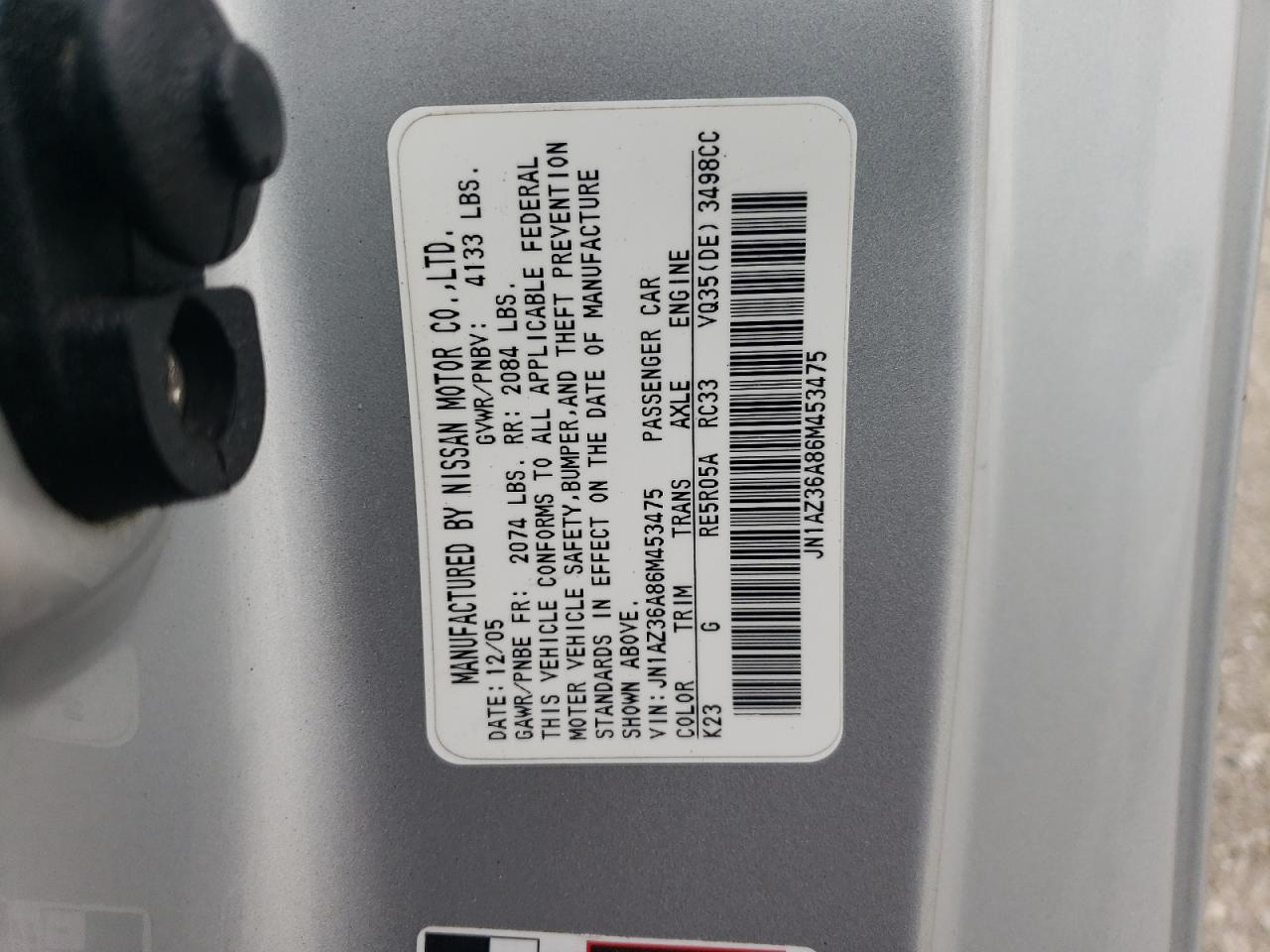 JN1AZ36A86M453475 2006 Nissan 350Z Roadster