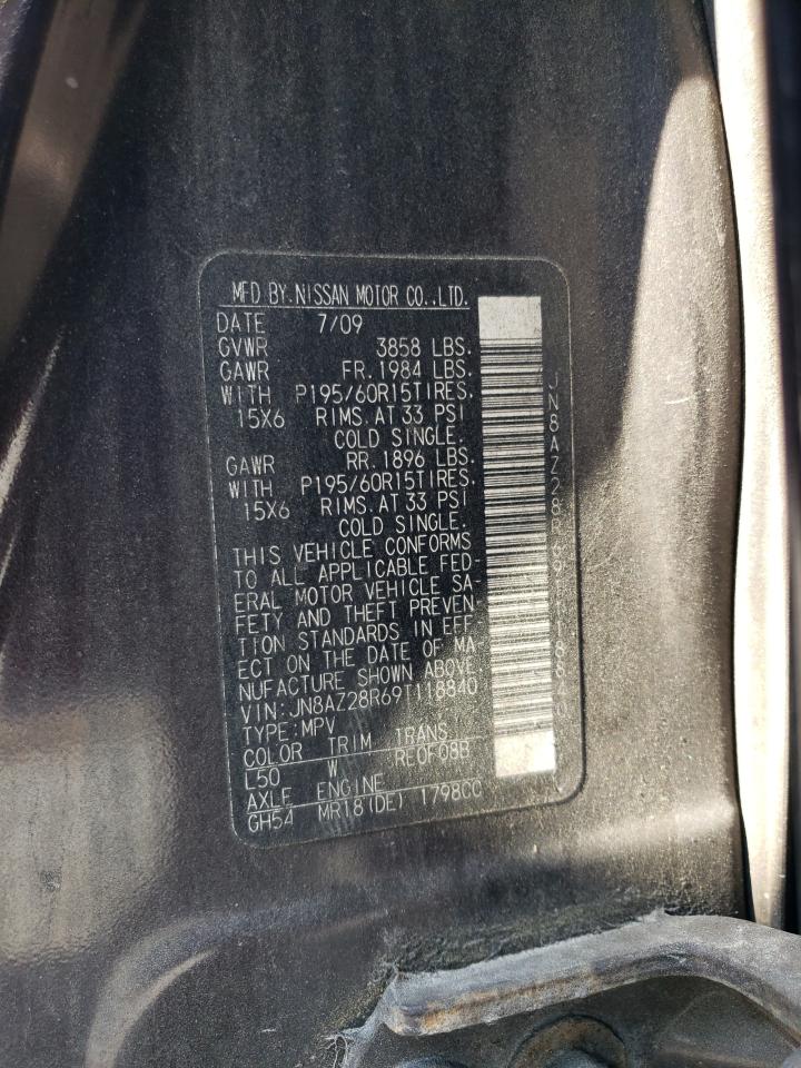 JN8AZ28R69T118840 2009 Nissan Cube Base