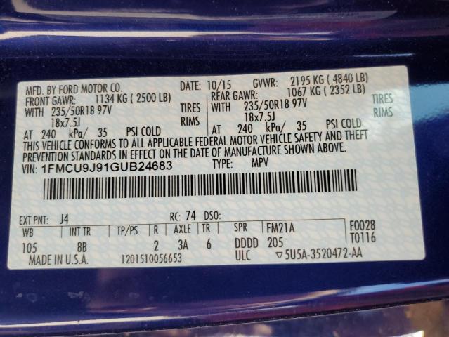 2016 FORD ESCAPE TIT - 1FMCU9J91GUB24683