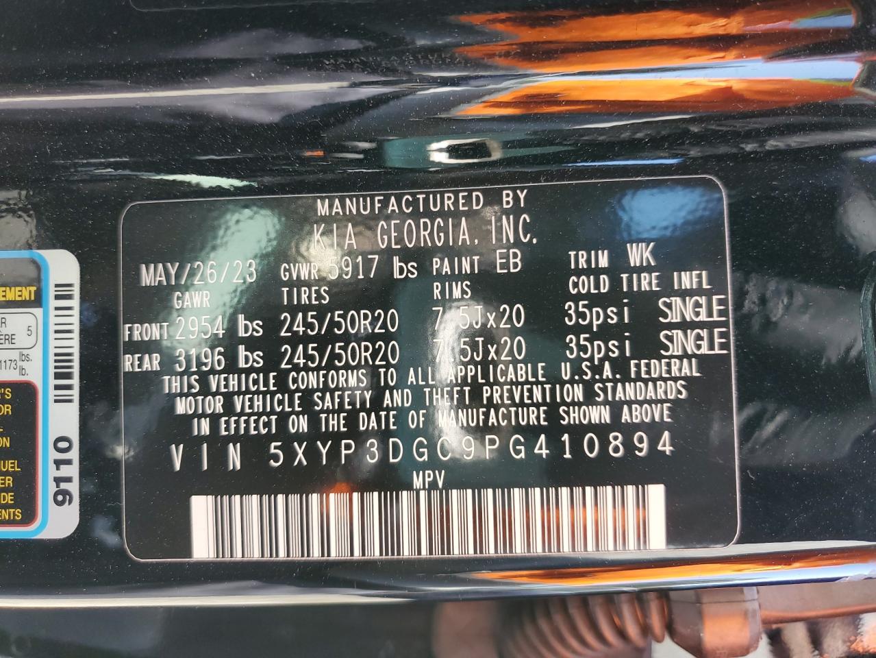 5XYP3DGC9PG410894 2023 Kia Telluride Ex