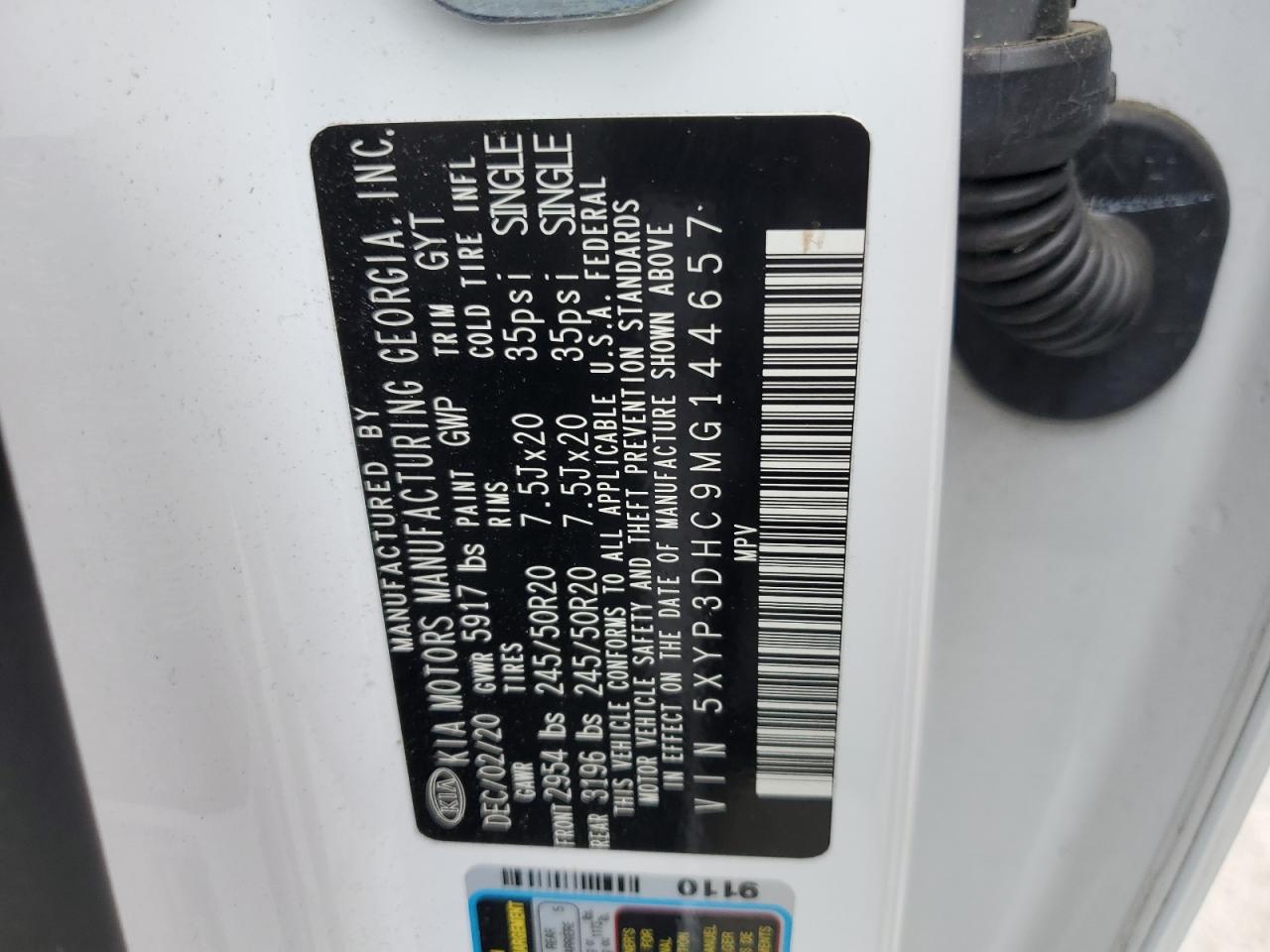 5XYP3DHC9MG144657 2021 Kia Telluride Ex