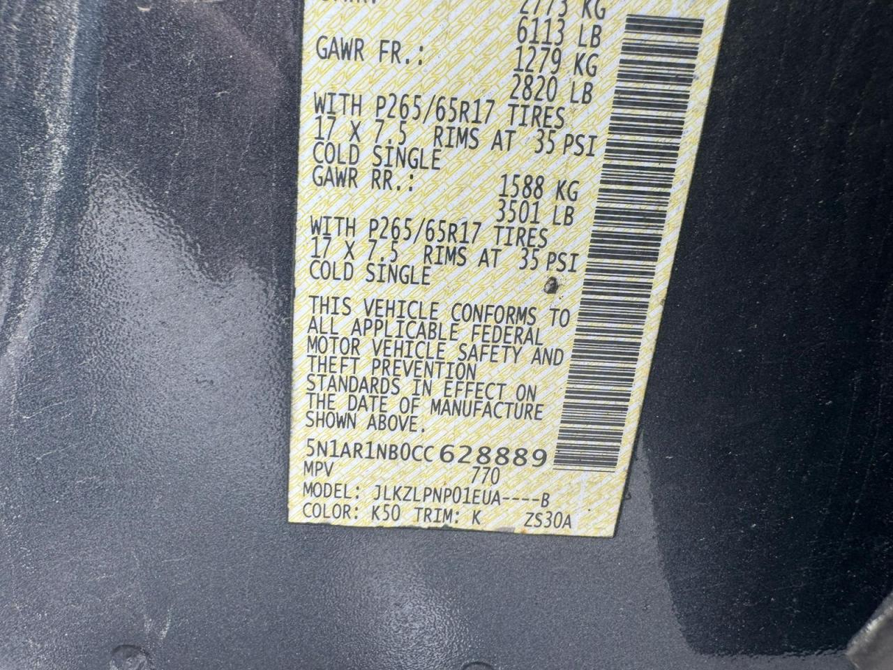 2012 Nissan Pathfinder S vin: 5N1AR1NB0CC628889