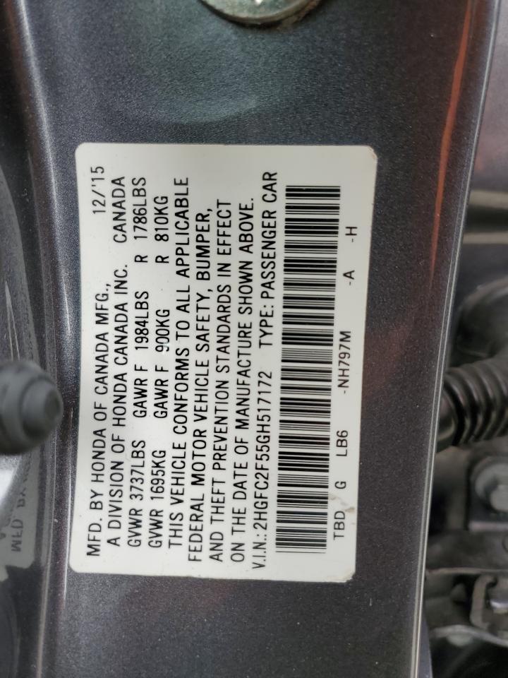 2HGFC2F55GH517172 2016 Honda Civic Lx