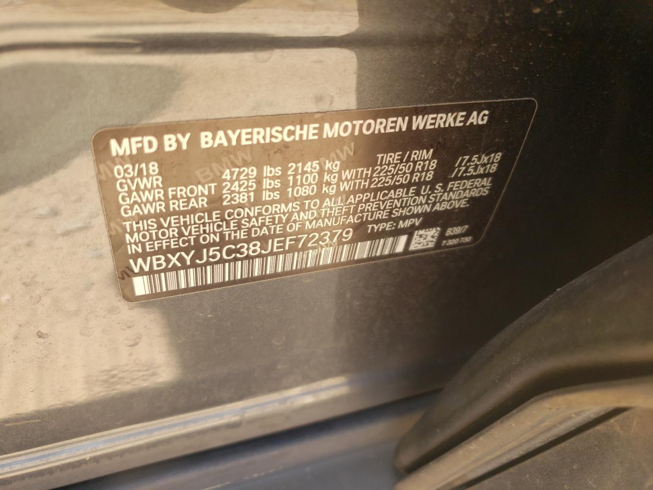 WBXYJ5C38JEF72379 2018 BMW X2 xDrive28I