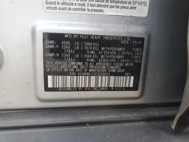 2012 Subaru Outback 2.5I Limited VIN: 4S4BRBLC7C3230620 Lot: 60592134