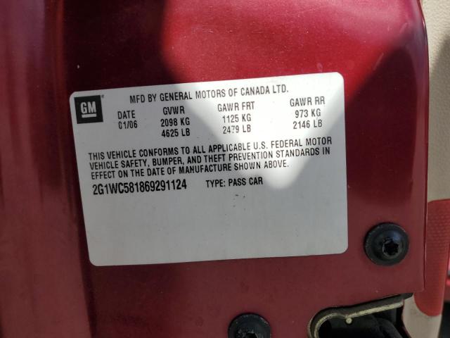 2006 Chevrolet Impala Lt VIN: 2G1WC581869291124 Lot: 60296794