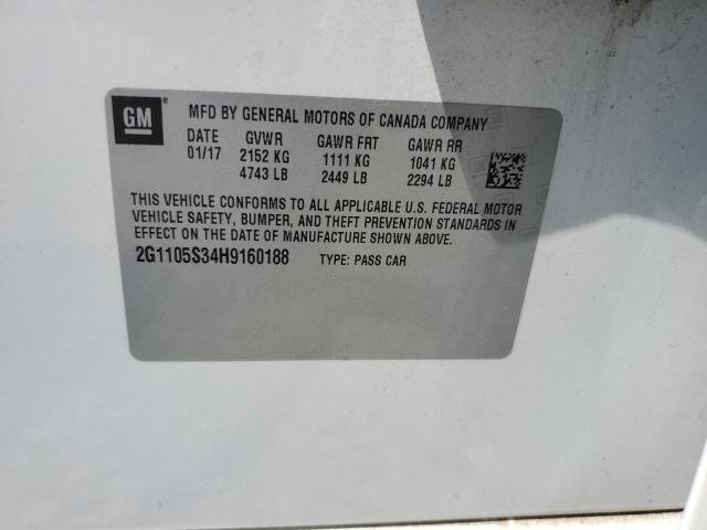 2017 Chevrolet Impala Lt VIN: 2G1105S34H9160188 Lot: 55175734