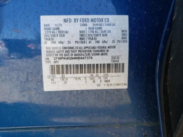 2022 Ford Edge Se VIN: 2FMPK4G94NBA07376 Lot: 57062044