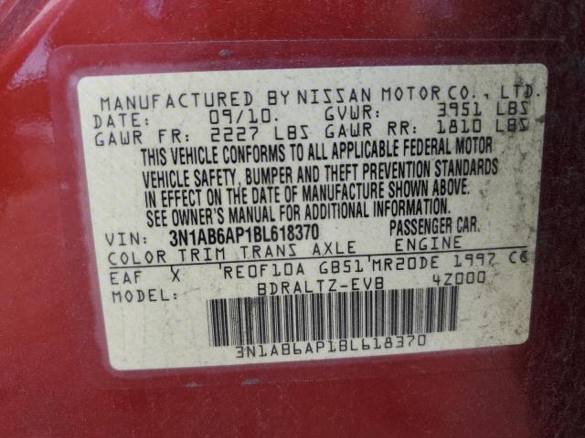 2011 Nissan Sentra 2.0 VIN: 3N1AB6AP1BL618370 Lot: 59620924