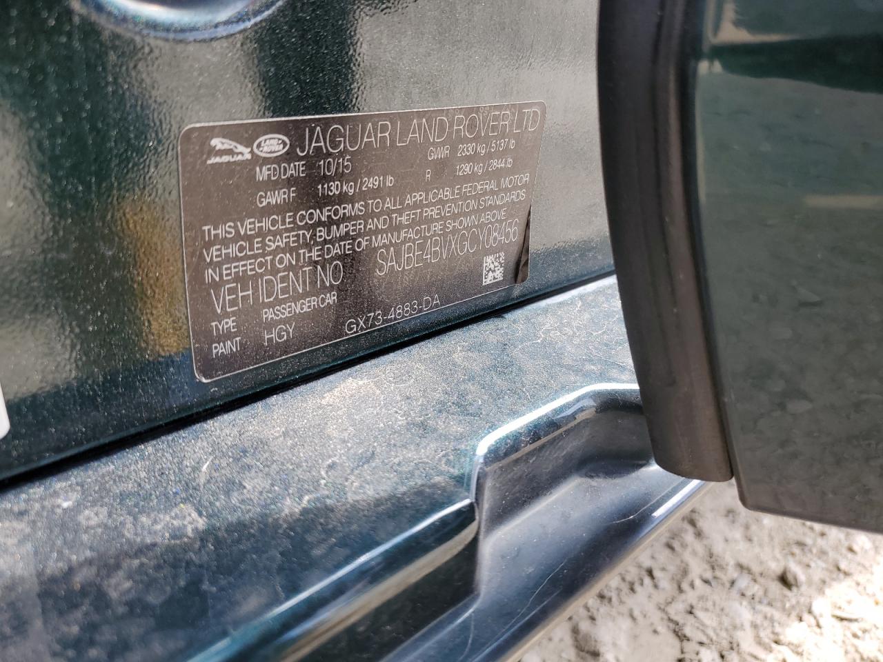 SAJBE4BVXGCY08456 2016 Jaguar Xf Prestige