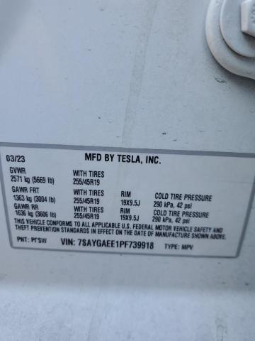 2023 Tesla Model Y VIN: 7SAYGAEE1PF739918 Lot: 60853284