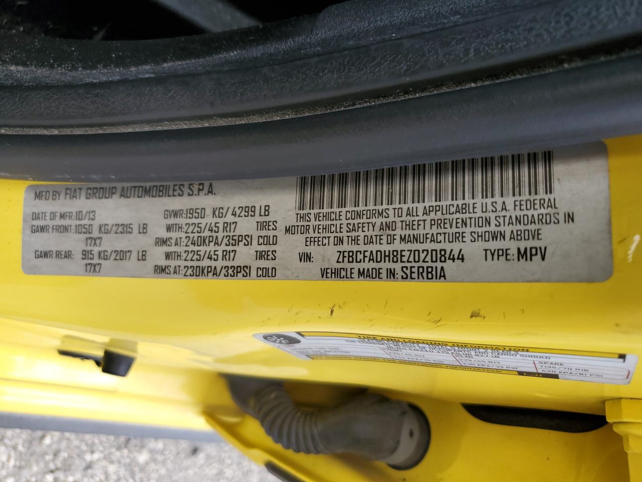 ZFBCFADH8EZ020844 2014 Fiat 500L Trekking