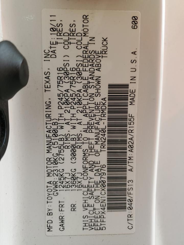 5TFPX4EN1CX007976 2012 Toyota Tacoma