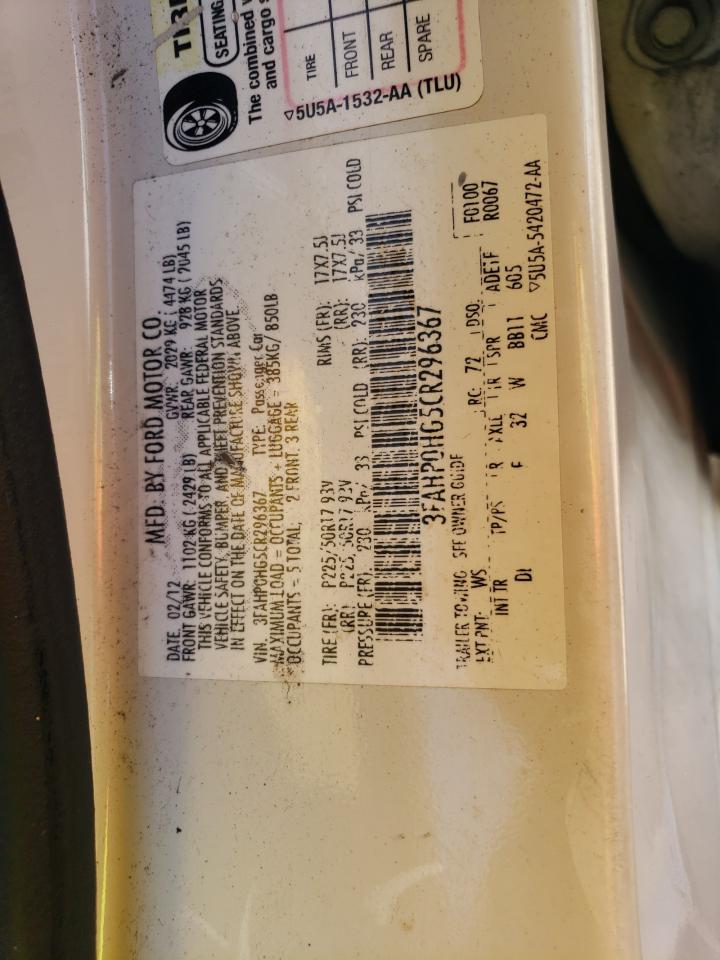 3FAHP0HG5CR296367 2012 Ford Fusion Se