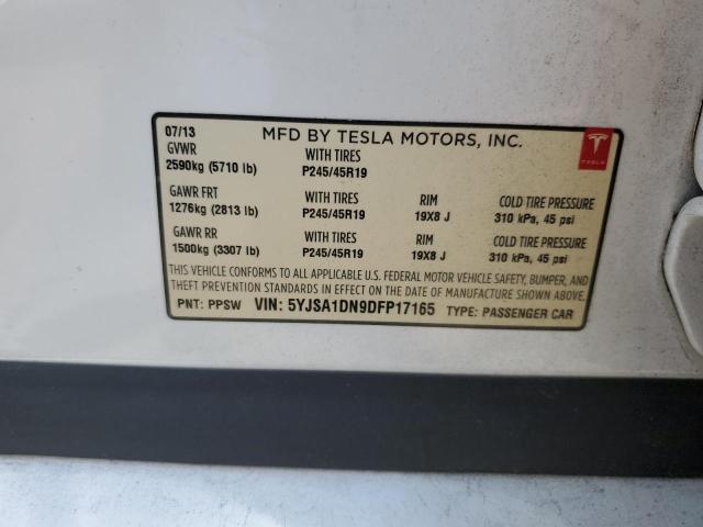 2013 Tesla Model S VIN: 5YJSA1DN9DFP17165 Lot: 58499504