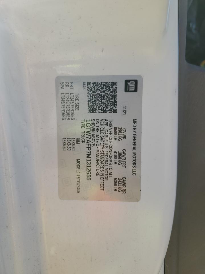 1GTW7AFP7M1312655 2021 GMC Savana G2500