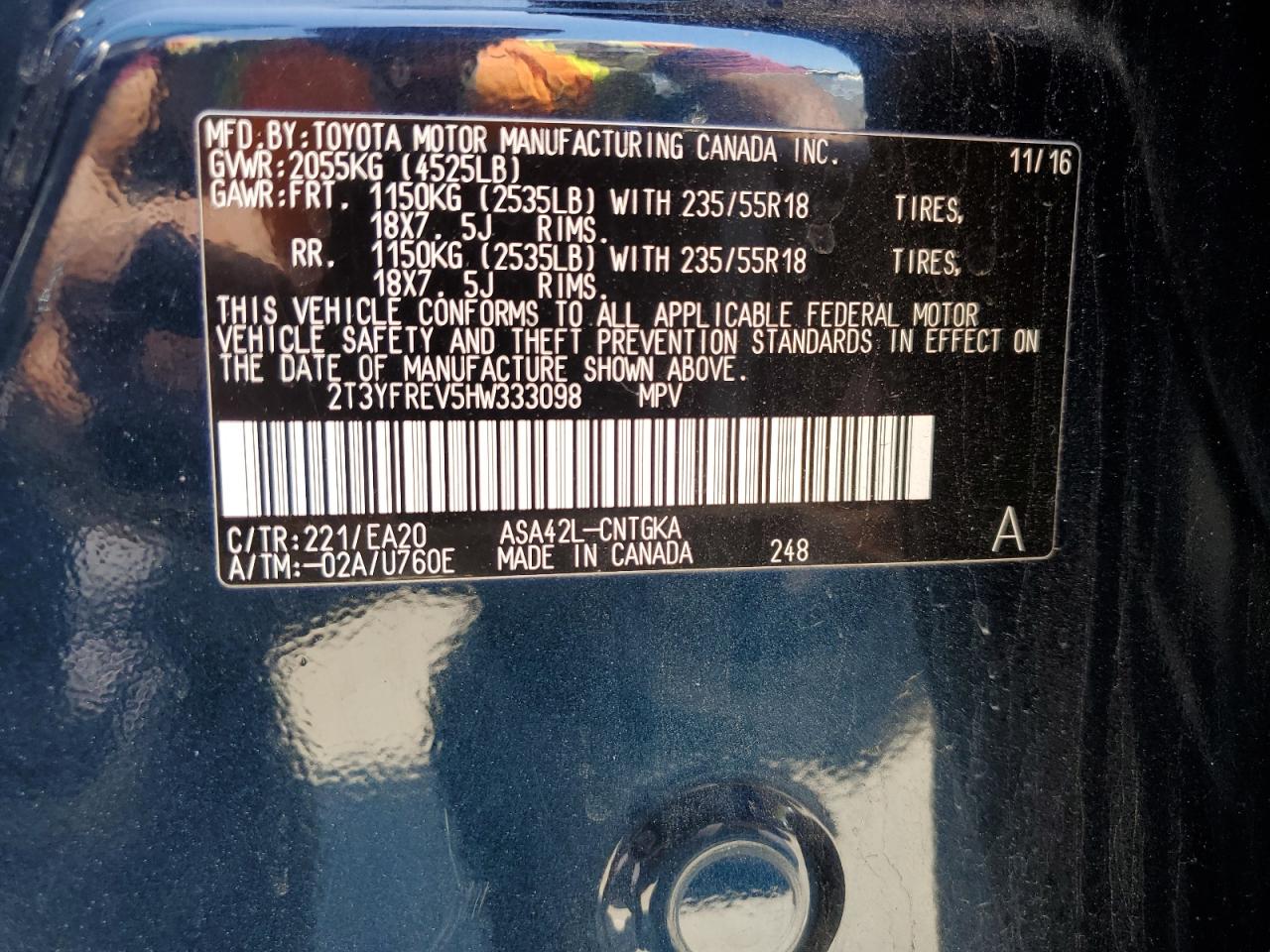 2T3YFREV5HW333098 2017 Toyota Rav4 Limited