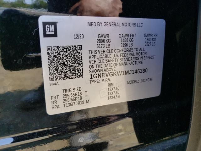 2021 Chevrolet Traverse Lt VIN: 1GNEVGKW1MJ145380 Lot: 59280964