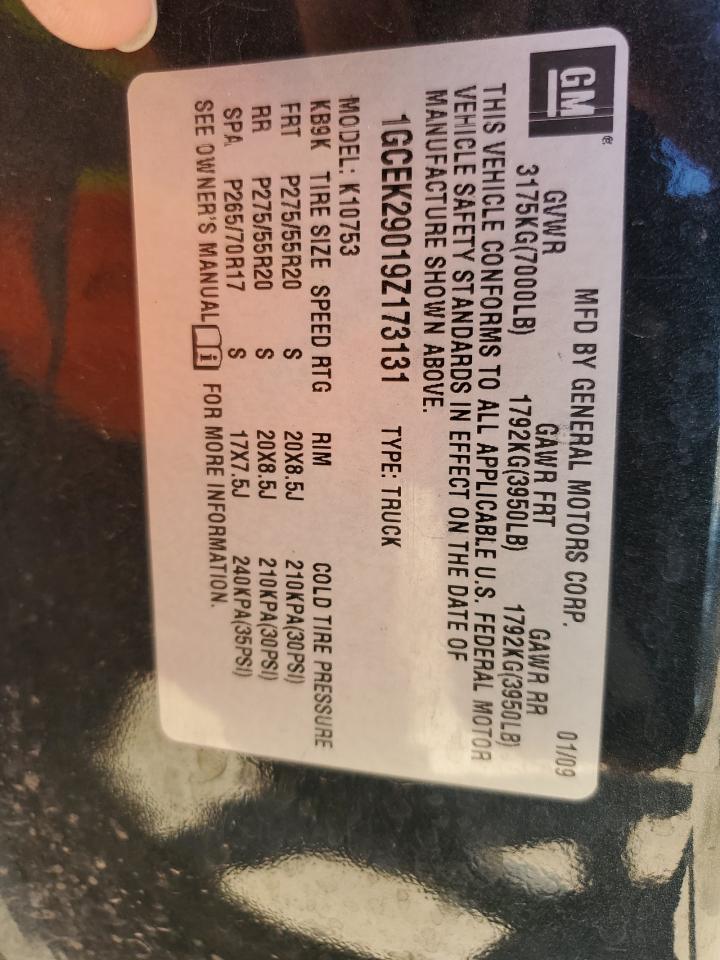 1GCEK29019Z173131 2009 Chevrolet Silverado K1500 Lt