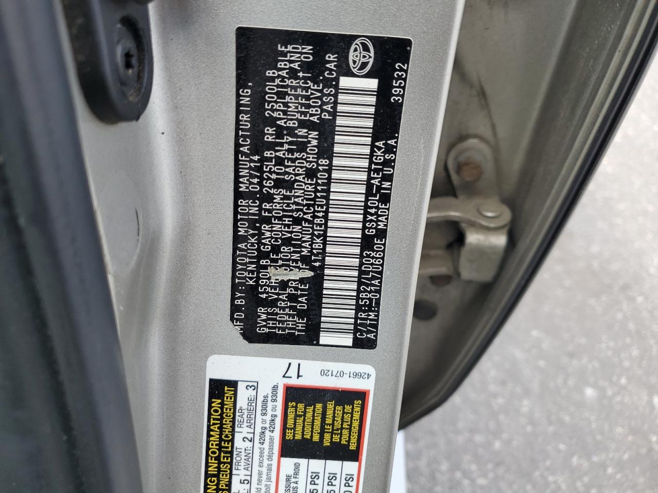 4T1BK1EB4EU111018 2014 Toyota Avalon Base