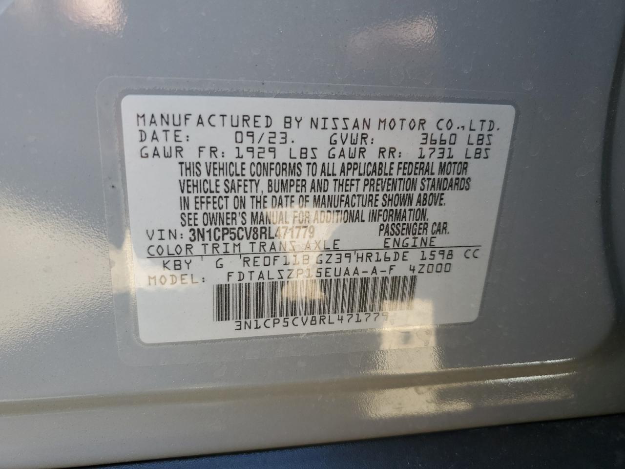 3N1CP5CV8RL471779 2024 Nissan Kicks Sv