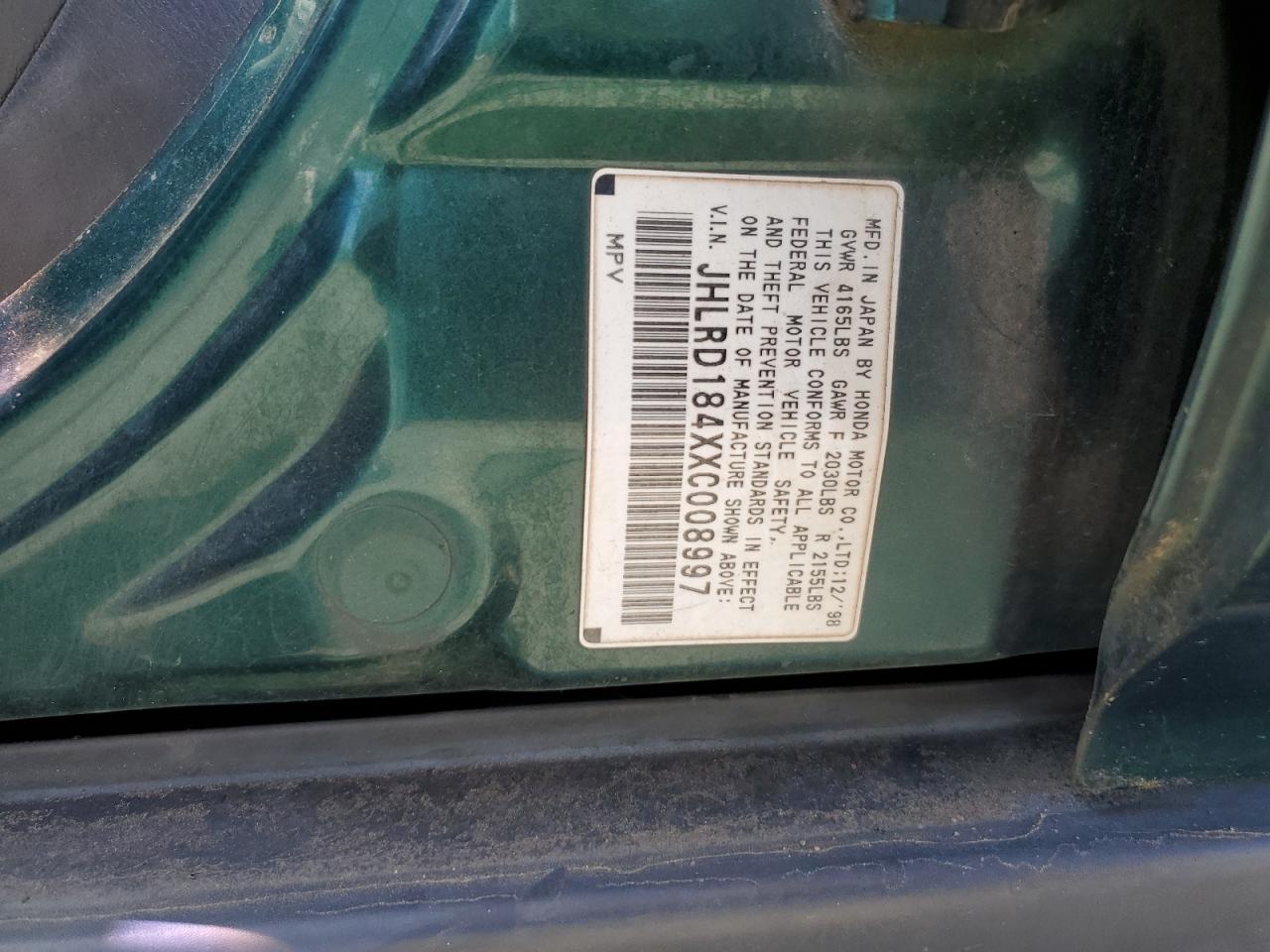 JHLRD184XXC008997 1999 Honda Cr-V Lx