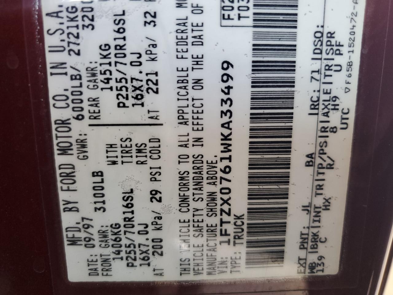 1FTZX0761WKA33499 1998 Ford F150