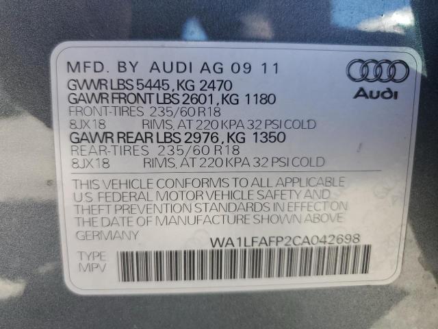 2012 Audi Q5 Premium Plus VIN: WA1LFAFP2CA042698 Lot: 57960524