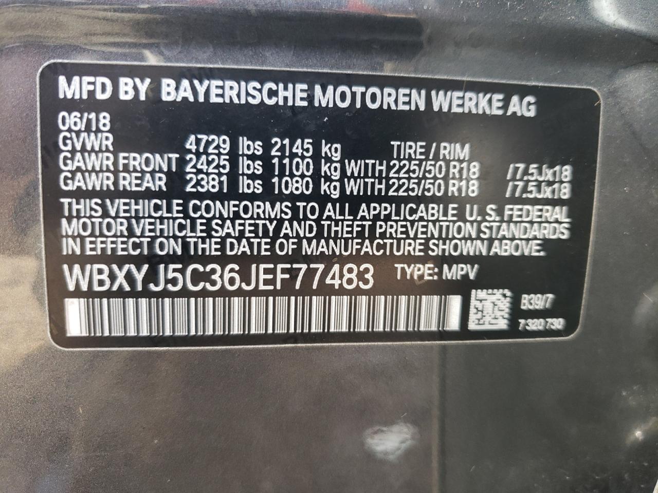 WBXYJ5C36JEF77483 2018 BMW X2 xDrive28I