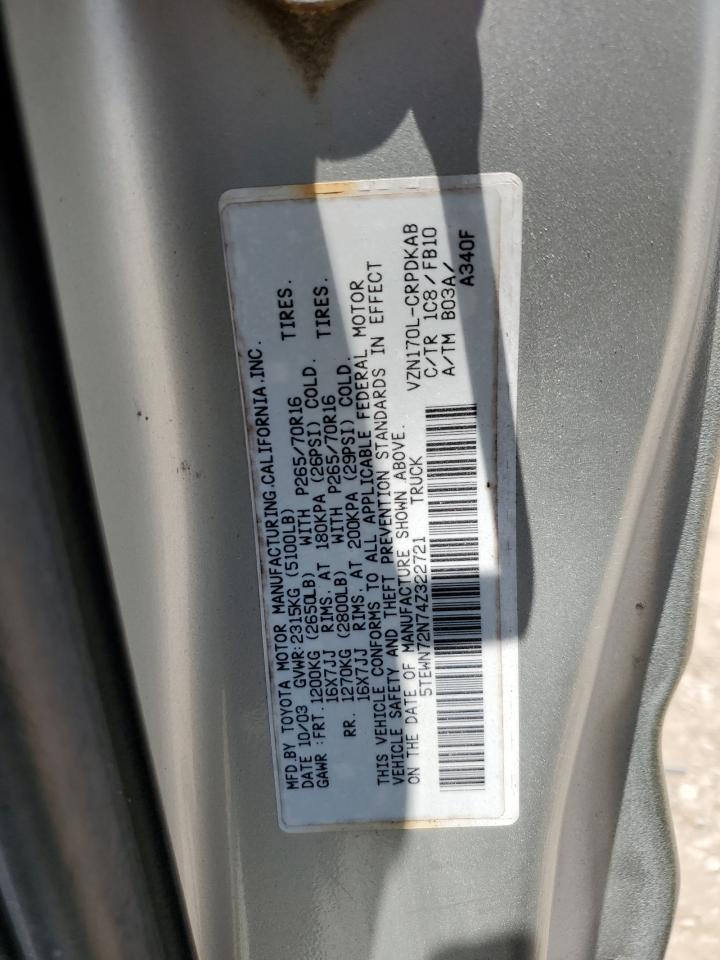 5TEWN72N74Z322721 2004 Toyota Tacoma Xtracab