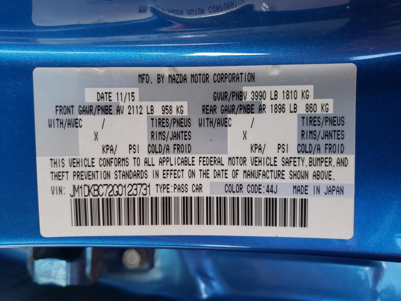 JM1DKBC72G0123731 2016 Mazda Cx-3 Touring