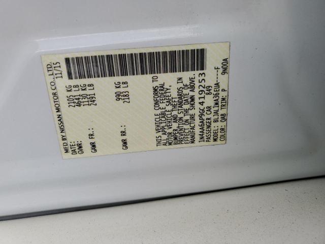 2016 Nissan Maxima 3.5S VIN: 1N4AA6AP9GC419253 Lot: 57714064