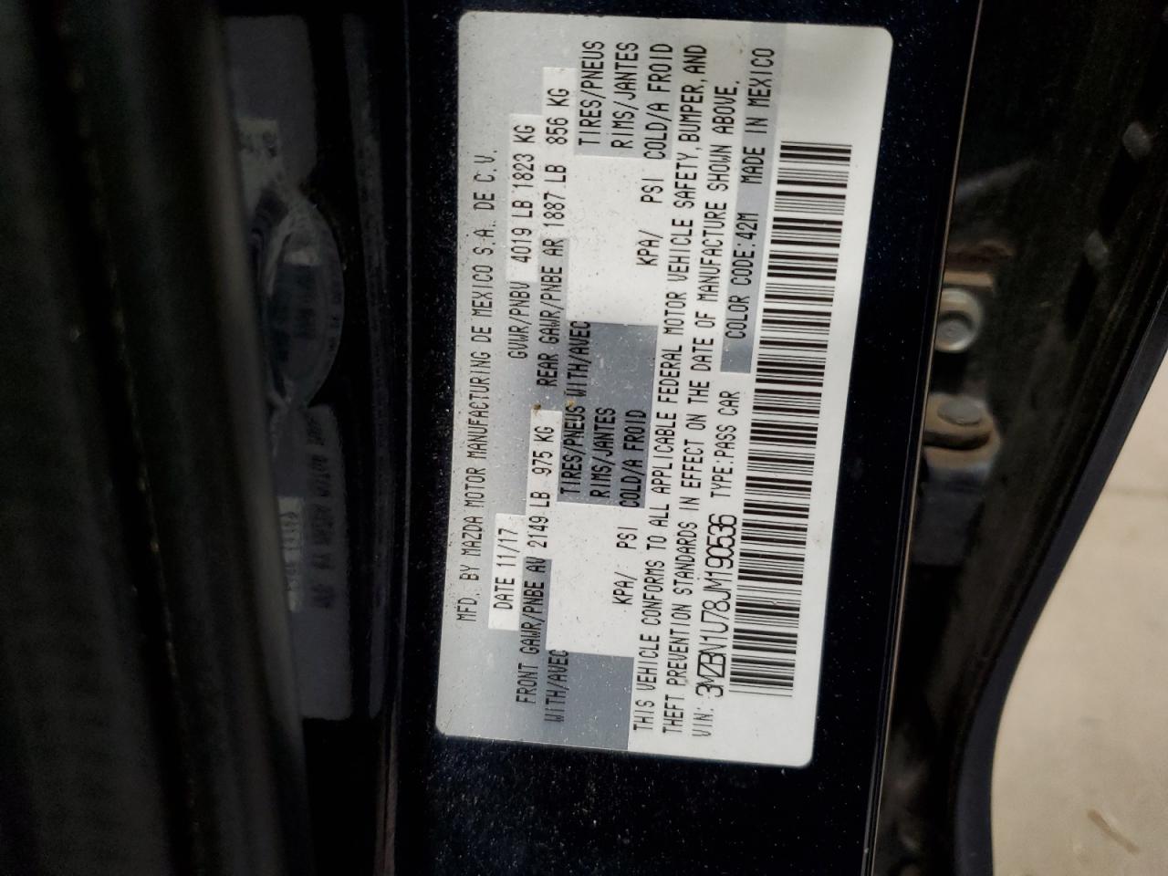 3MZBN1U78JM190536 2018 Mazda 3 Sport