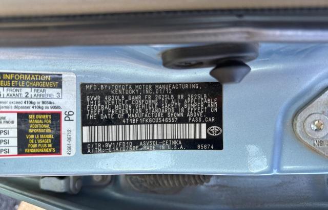 2012 Toyota Camry Base VIN: 4T1BF1FK6CU546557 Lot: 57026054