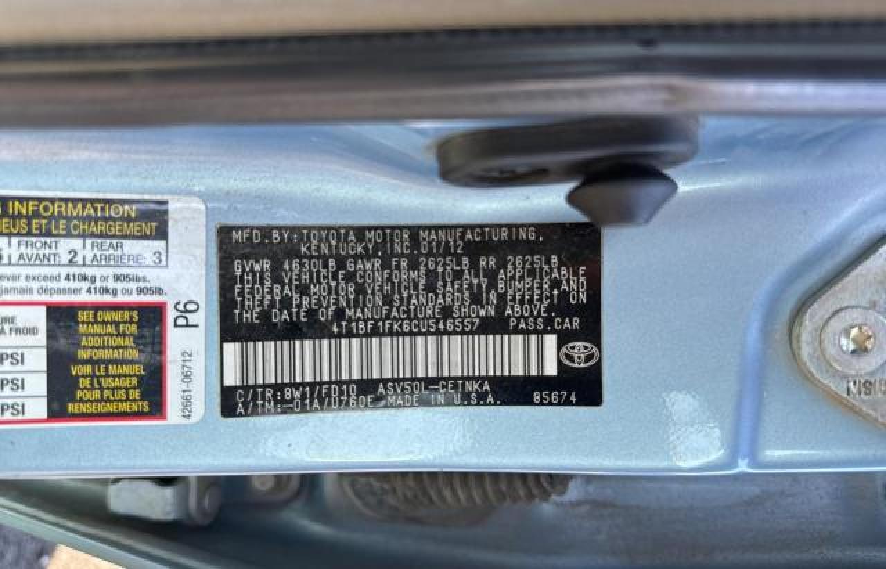 4T1BF1FK6CU546557 2012 Toyota Camry Base