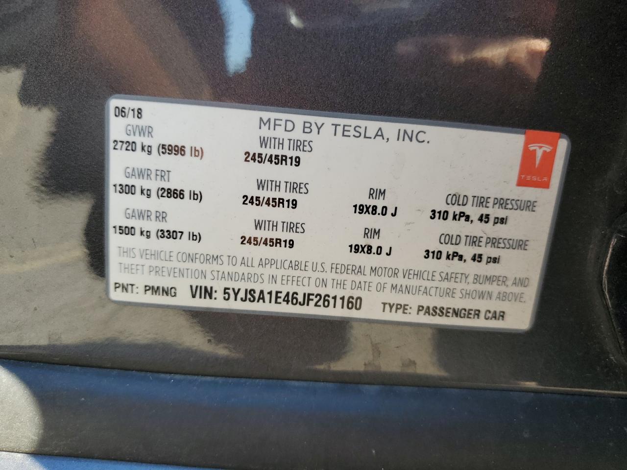 5YJSA1E46JF261160 2018 Tesla Model S