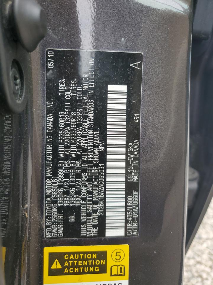 2T2BK1BA2AC065031 2010 Lexus Rx 350