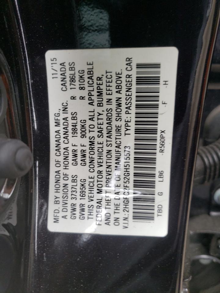 2HGFC2F52GH515573 2016 Honda Civic Lx