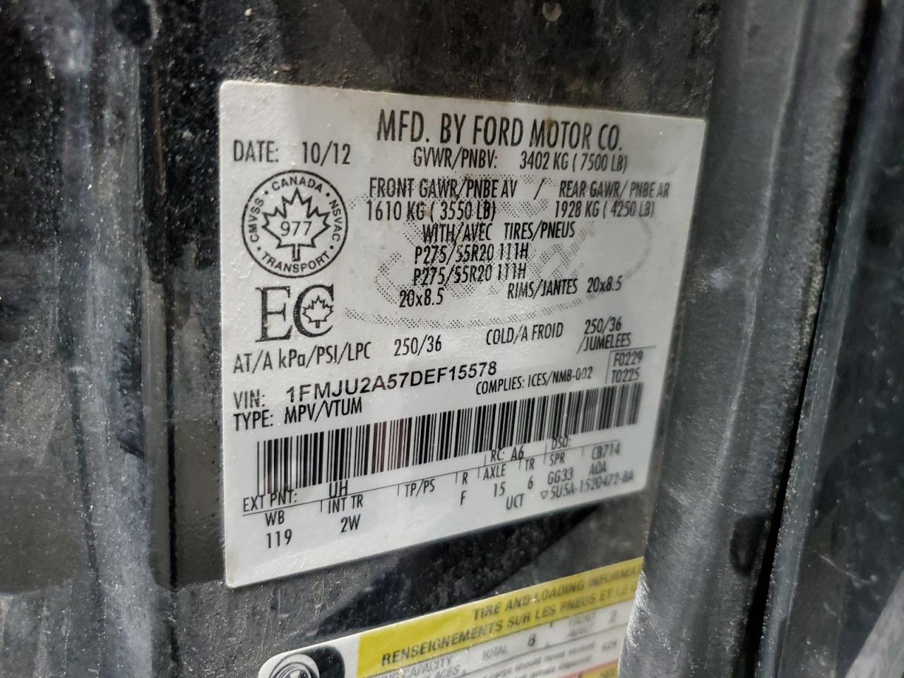 1FMJU2A57DEF15578 2013 Ford Expedition Limited