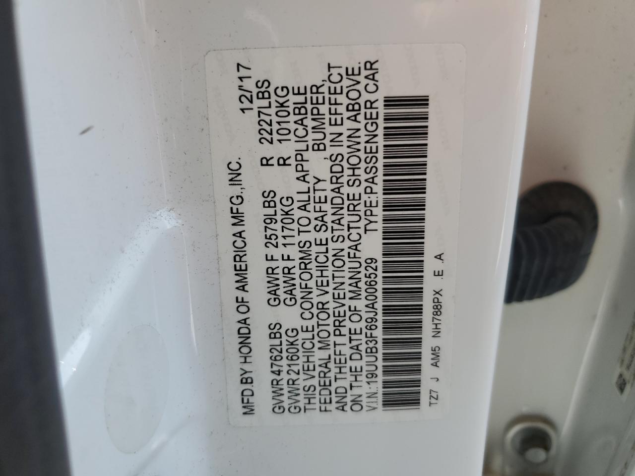 19UUB3F69JA006529 2018 Acura Tlx Tech+A