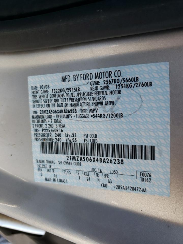 2FMZA506X4BA26238 2004 Ford Freestar S