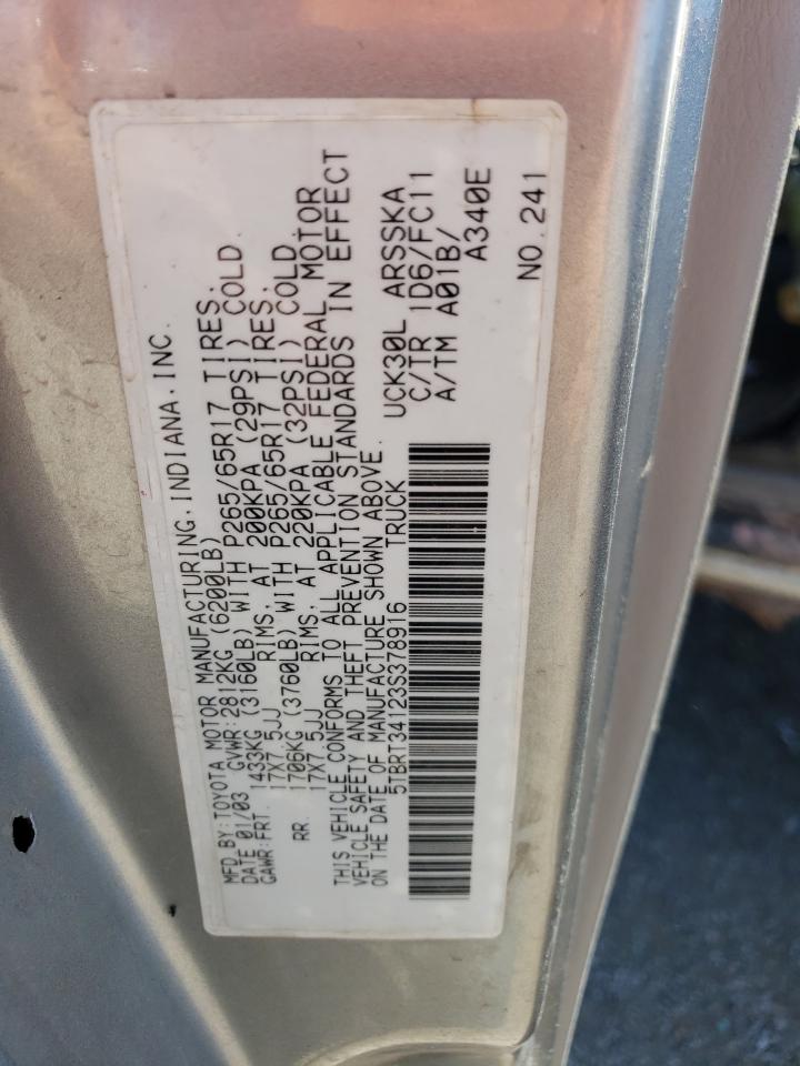 5TBRT34123S378916 2003 Toyota Tundra Access Cab Sr5