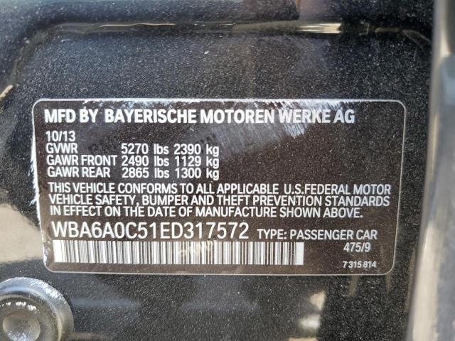 VIN WBA6A0C51ED317572 2014 BMW 6 Series, 640 I Gran... no.13