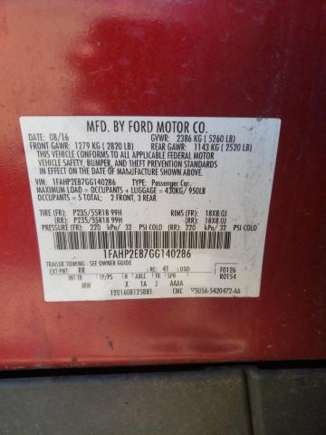 2016 Ford Taurus Sel VIN: 1FAHP2E87GG140286 Lot: 58141804