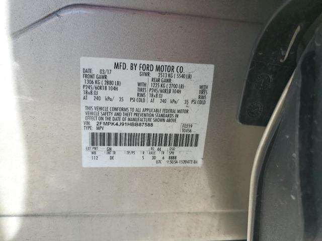 2017 Ford Edge Sel VIN: 2FMPK4J91HBB87588 Lot: 57372334